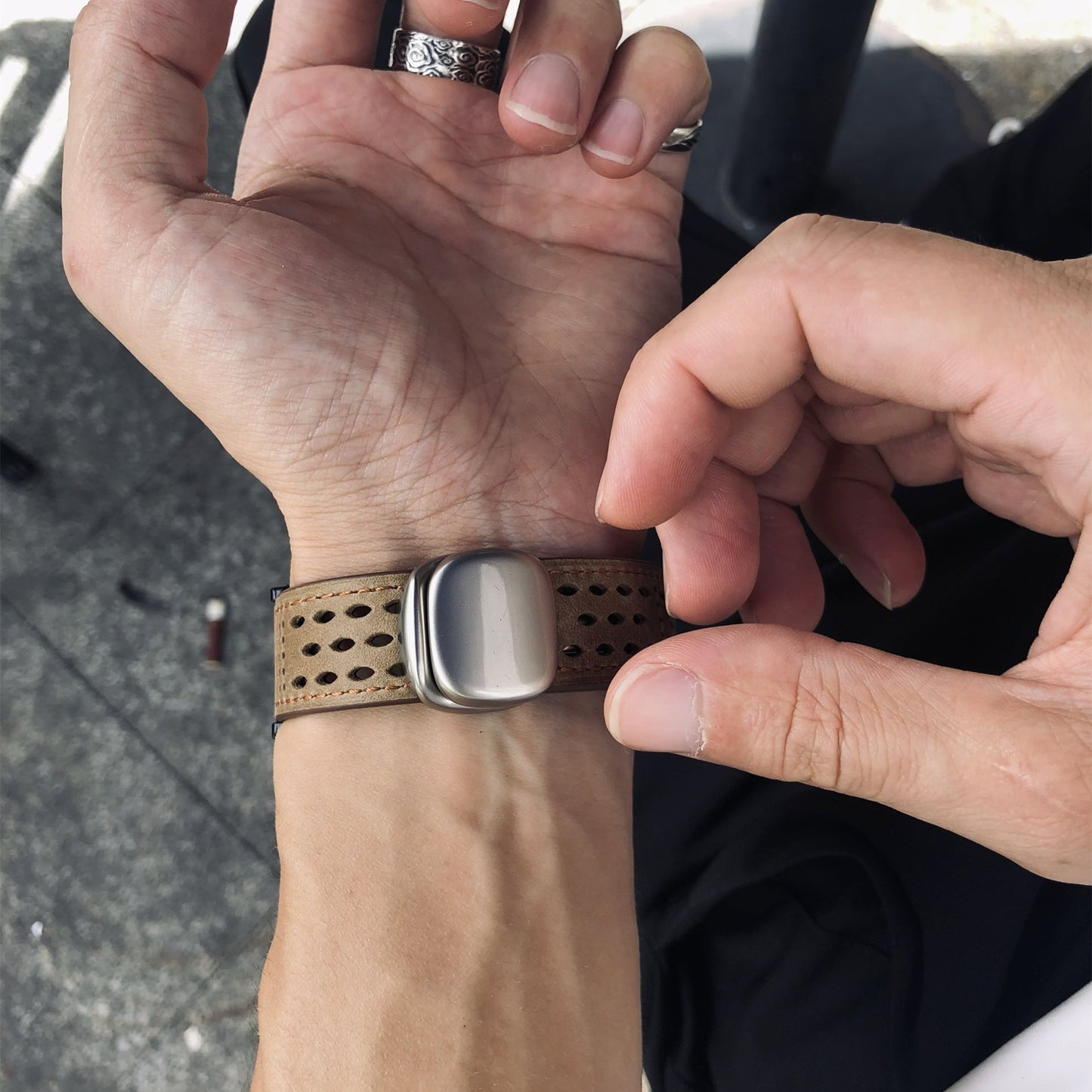 ORA- Breathable Leather Strap For Garmin