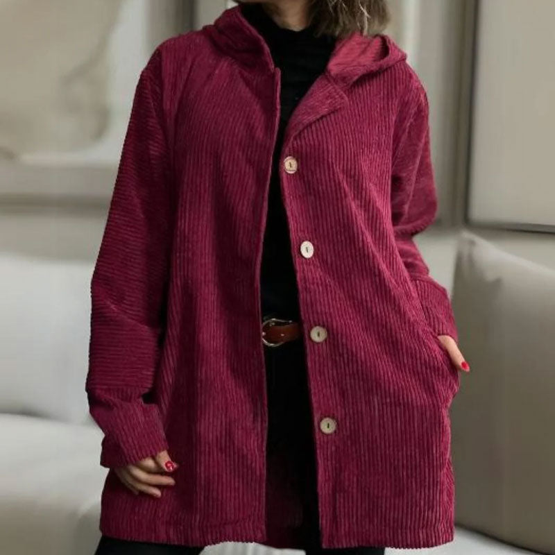 MARIE |🍂 Corduroy jacket for fall and winter - Casual velvet hooded jacket