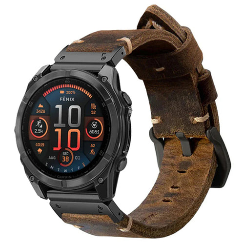ORIX - Leather Strap For Garmin Fenix 8 7X 6X Pro / 20mm/22mm/26mm