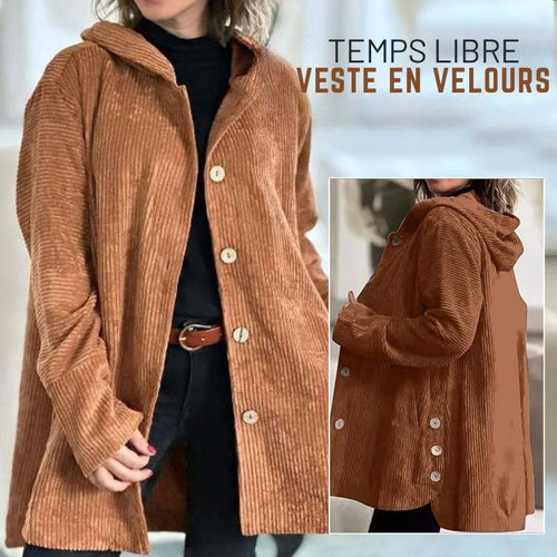 MARIE |🍂 Corduroy jacket for fall and winter - Casual velvet hooded jacket
