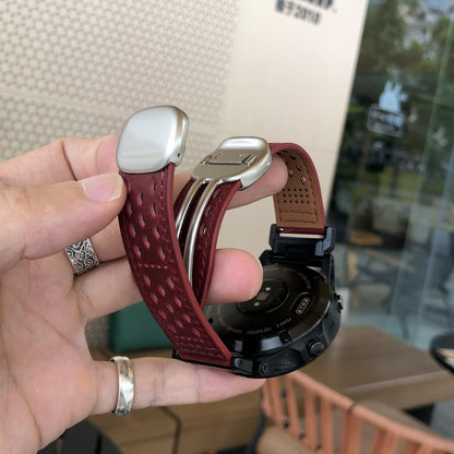 ORA- Breathable Leather Strap For Garmin