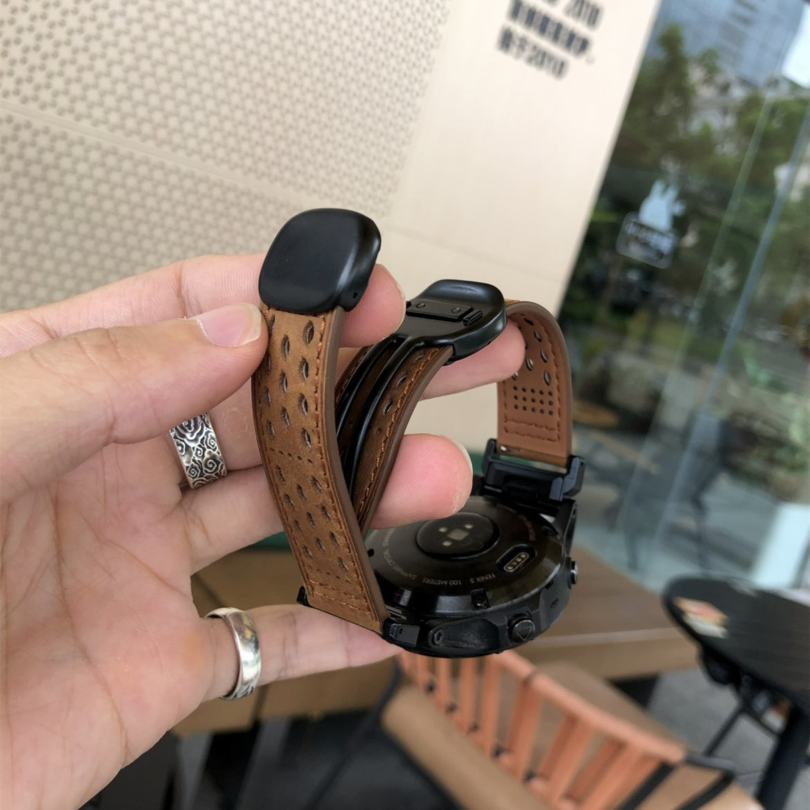 ORA- Breathable Leather Strap For Garmin
