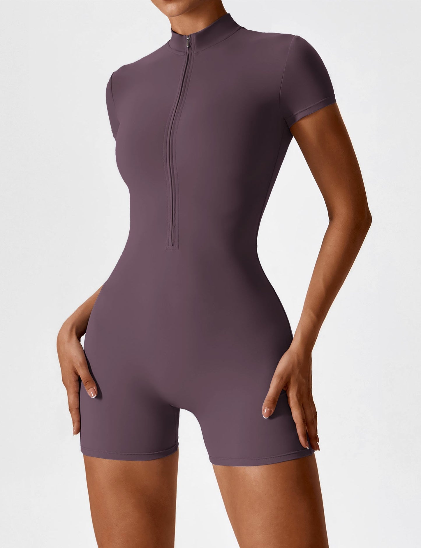 FlixiFit Mia - Curvy Romper with short sleeves and zip