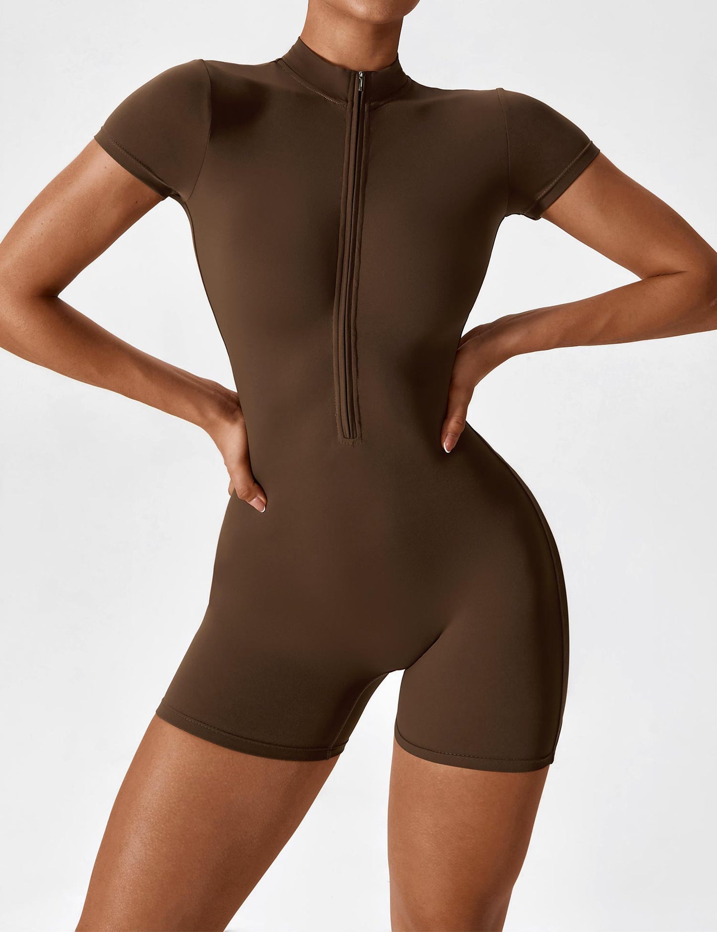 FlixiFit Mia - Curvy Romper with short sleeves and zip