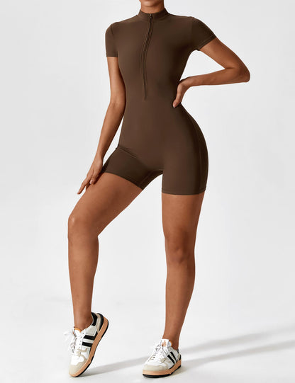 FlixiFit Mia - Curvy Romper with short sleeves and zip