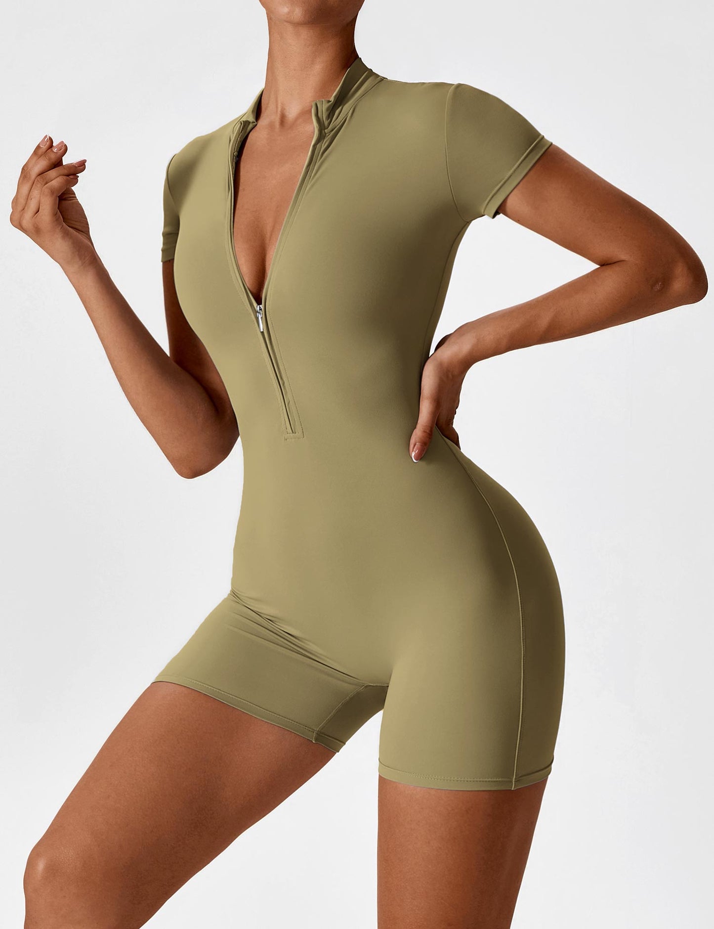 FlixiFit Mia - Curvy Romper with short sleeves and zip