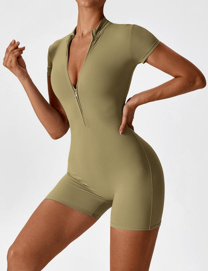 FlixiFit Mia - Curvy Romper with short sleeves and zip