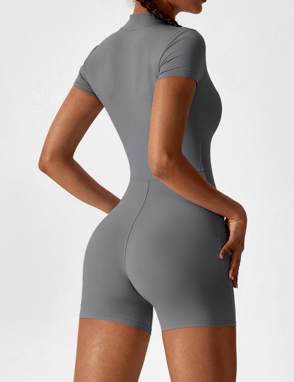 FlixiFit Mia - Curvy Romper with short sleeves and zip