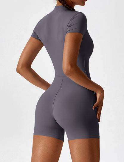 FlixiFit Mia - Curvy Romper with short sleeves and zip