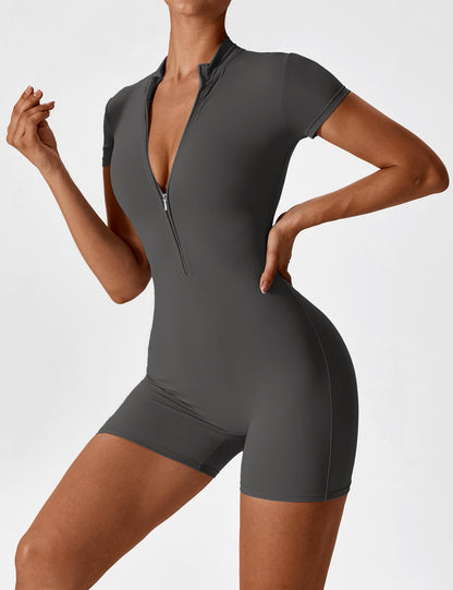 FlixiFit Mia - Curvy Romper with short sleeves and zip