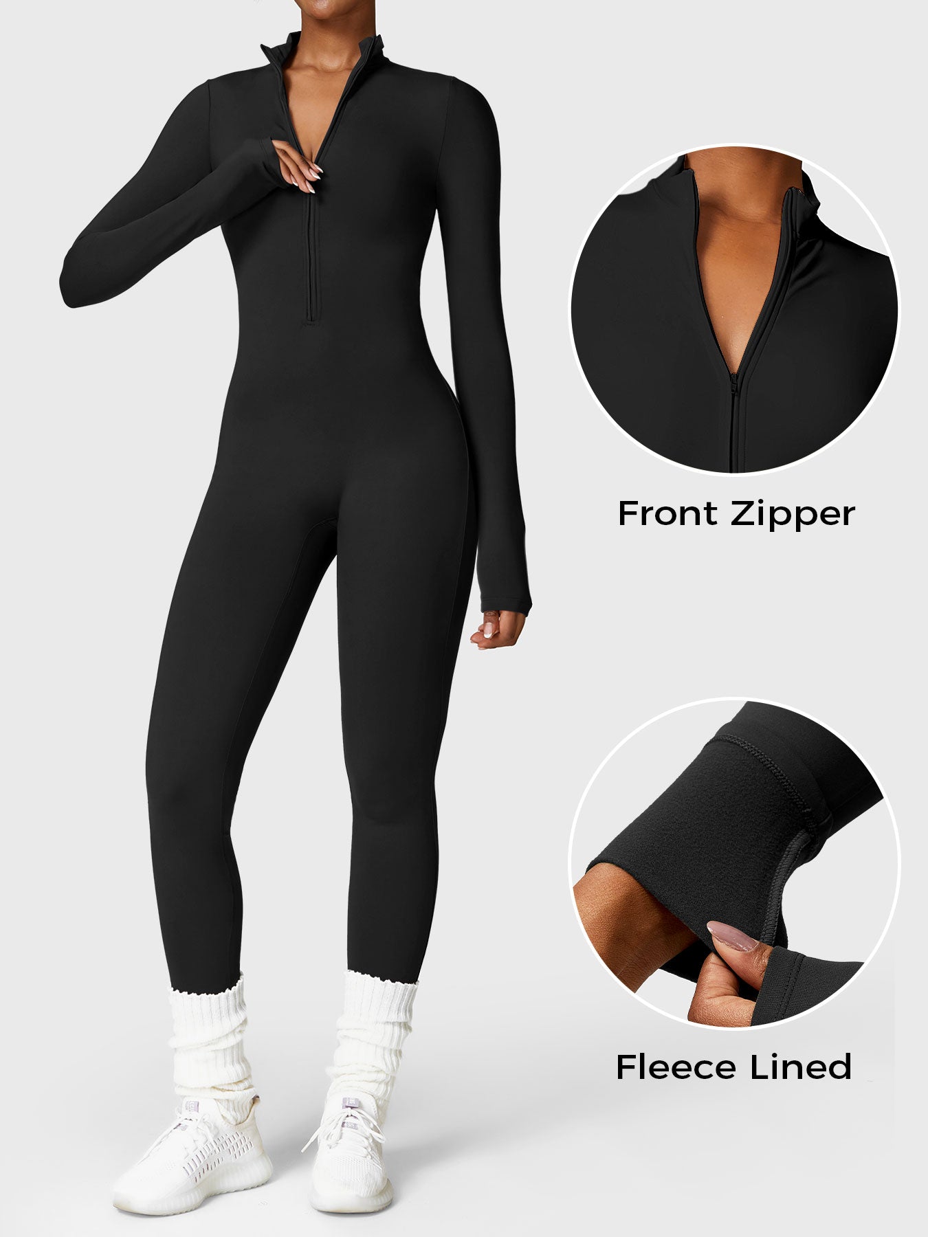 FlexiFit Belle Jumpsuit-  Fleece Long Sleeve Zipper