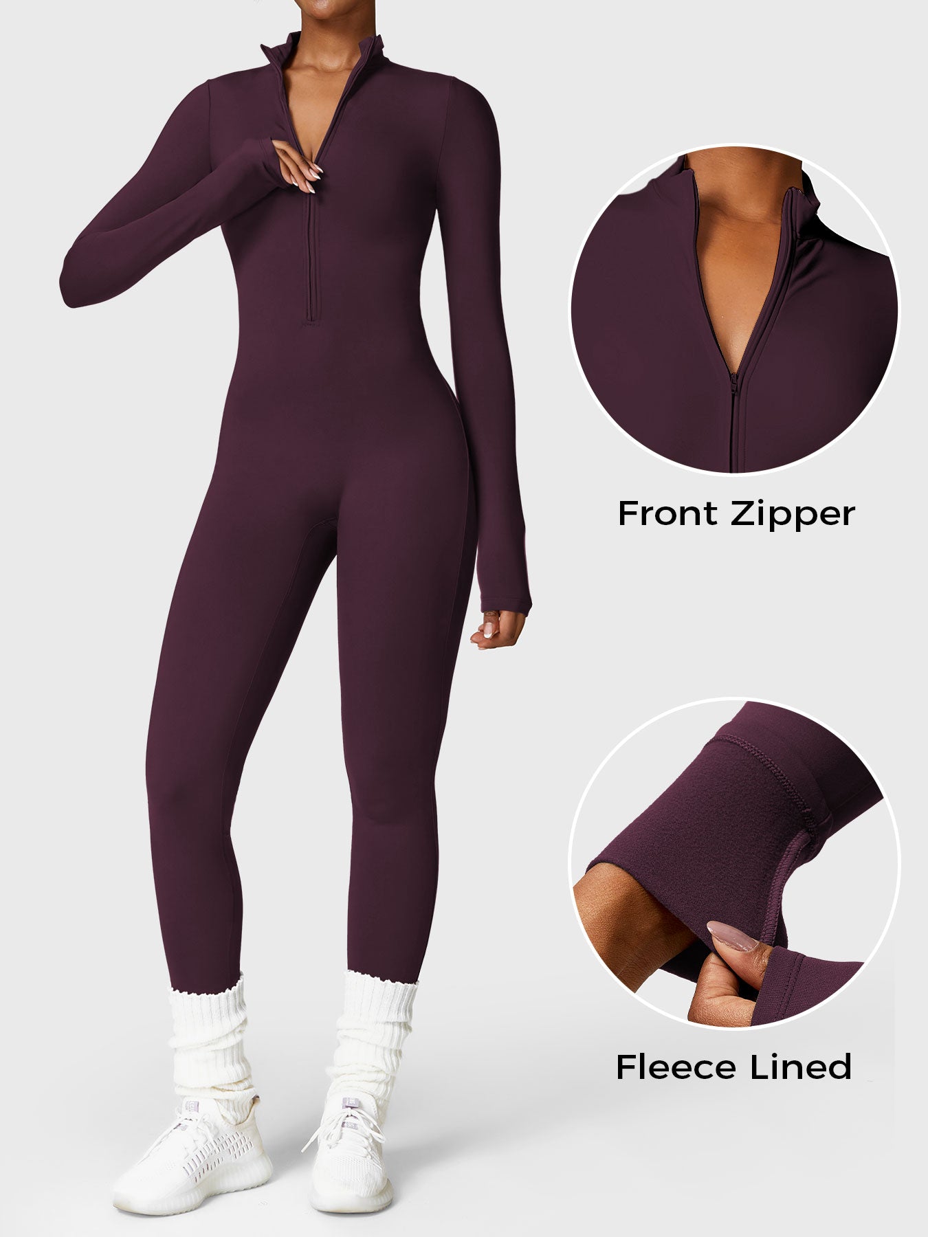 FlexiFit Belle Jumpsuit-  Fleece Long Sleeve Zipper