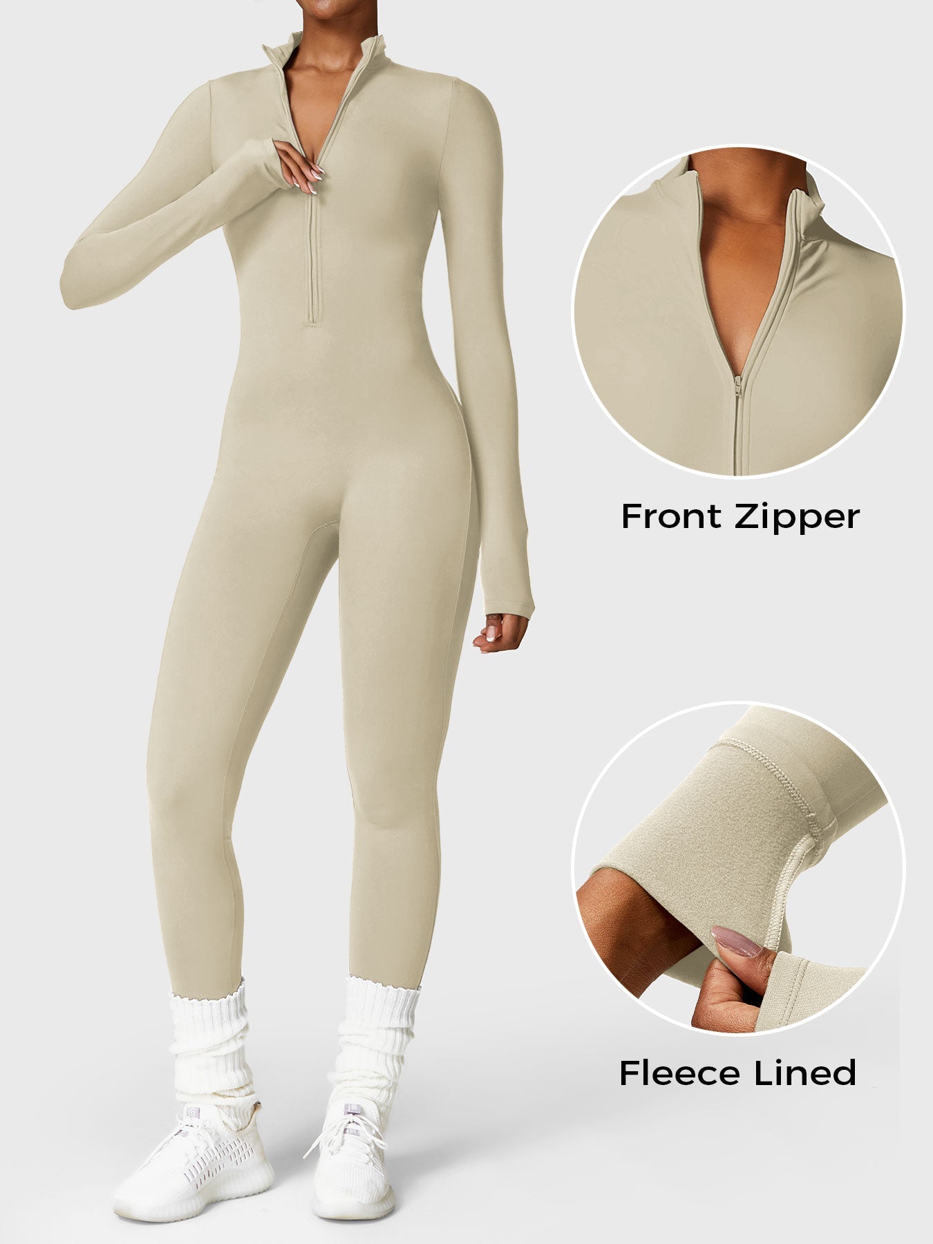 FlexiFit Belle Jumpsuit-  Fleece Long Sleeve Zipper