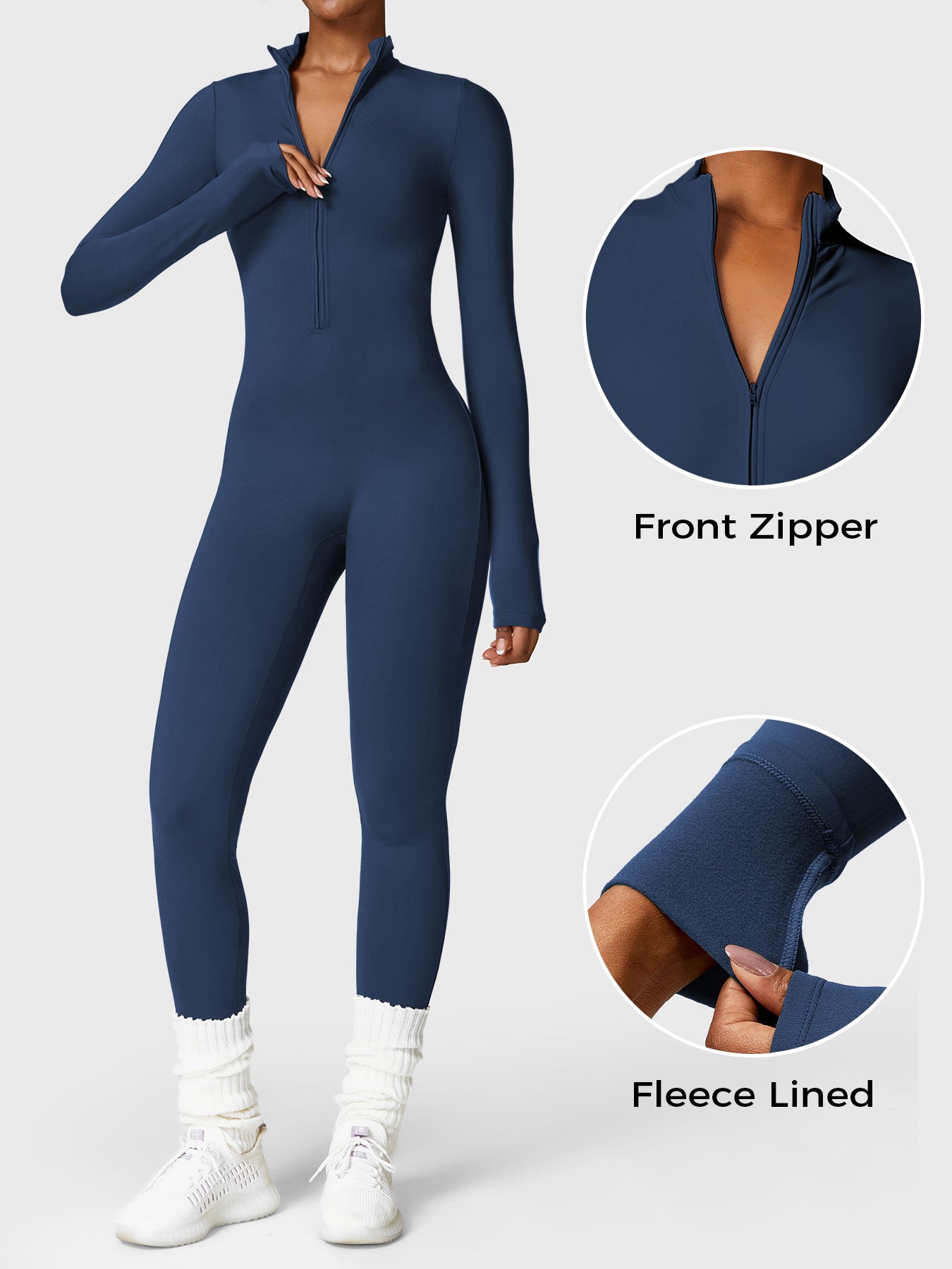 FlexiFit Belle Jumpsuit-  Fleece Long Sleeve Zipper